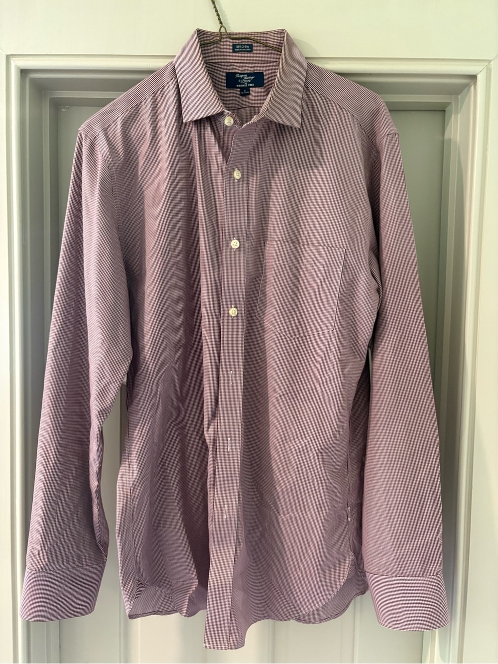 J. Crew 80’s 2 Ply Men's Long-Sleeve Dress Shirt in Light Burgundy